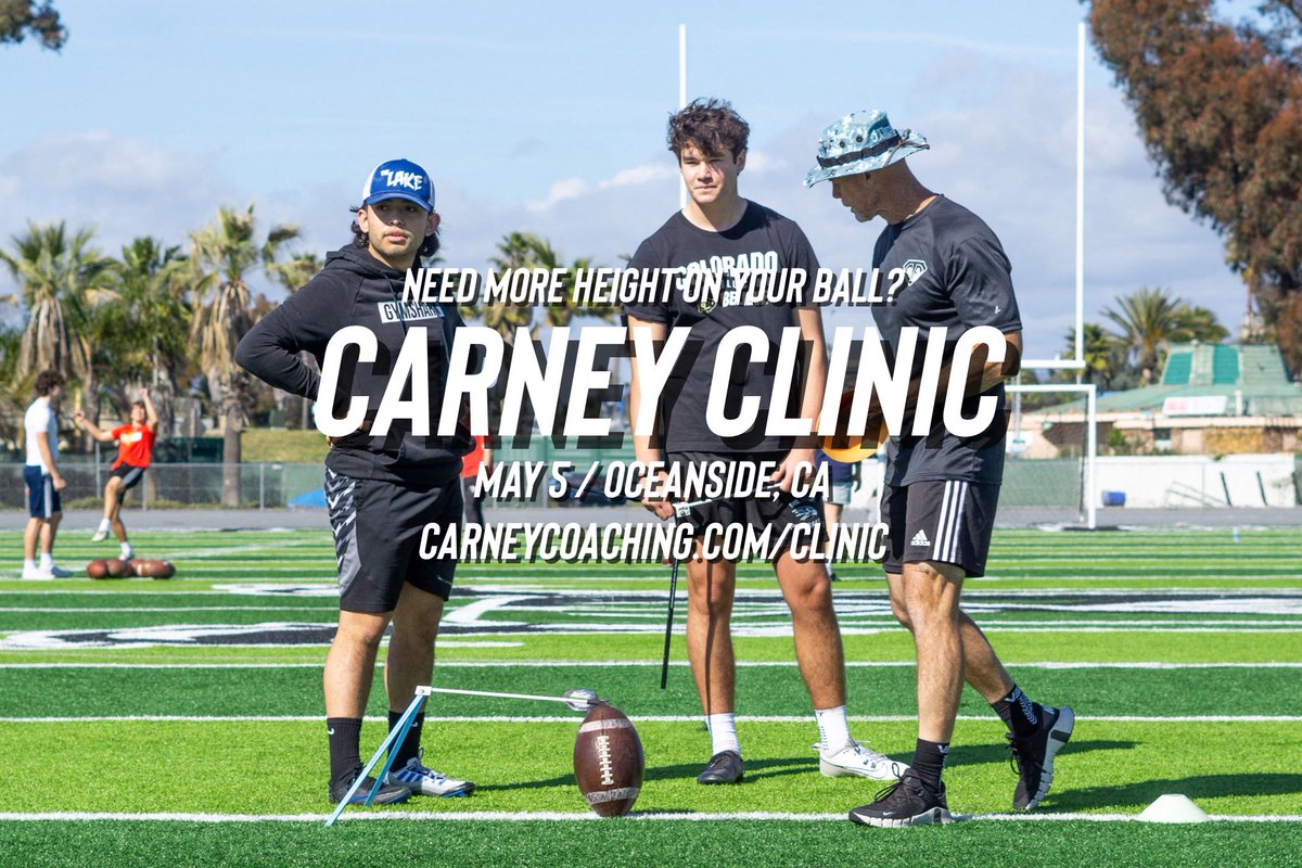 A great kicker/punter gets great with great coaching. Reserve your spot for this Sunday’s Carney Clinic. carneycoaching.com/clinic