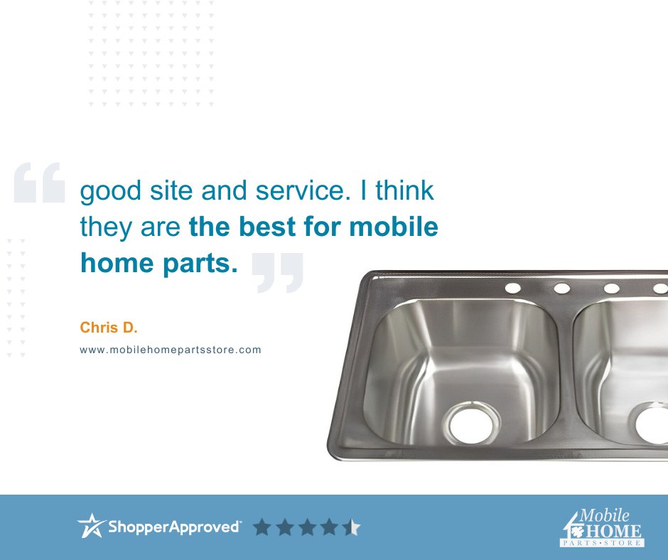 Hi Chris! We're stoked to hear you're loving our site and service. We're all about making sure you get the best mobile home parts hassle-free.

Feel free to reach out if you need any help down the road. Happy DIY-ing!🛠️

#MobileHomePartsStore #CustomerExperience #HappyCustomers