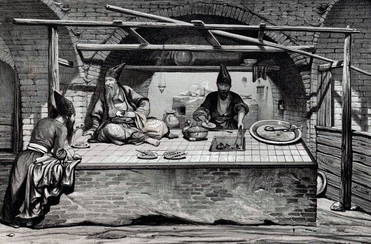 آشپزخانه بازار طهران؛
۱۸۴۰ میلادی.
اوژن فلاندن