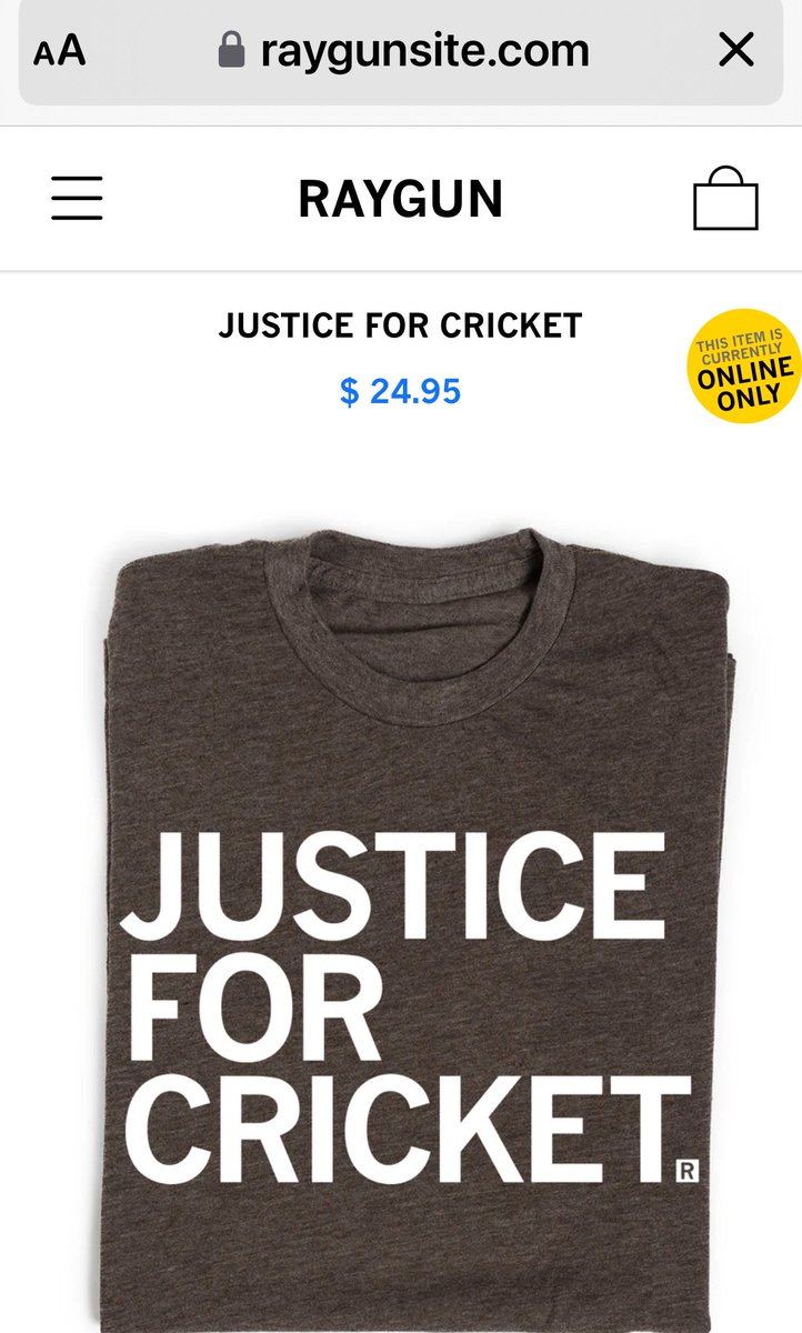 When I first saw this new shirt design, my first thoughts were that was a reference to Cricket in #ItsAlwaysSunnyinPhiladelphia . Then I caught up on the news…#JusticeForCricket Both of them. @RAYGUNshirts @alwayssunny @RMcElhenney @DannyDeVito @KaitlinOlson