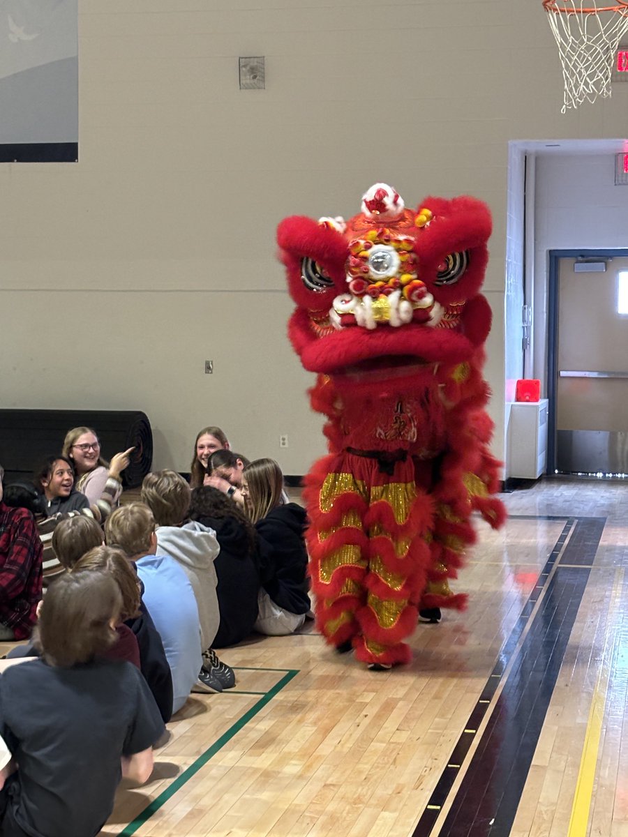 Beautiful photos from our presentation today. Lion Dance with lots of audience interaction. Thank you to the Jing Wo Cultural Association for helping us learn today!