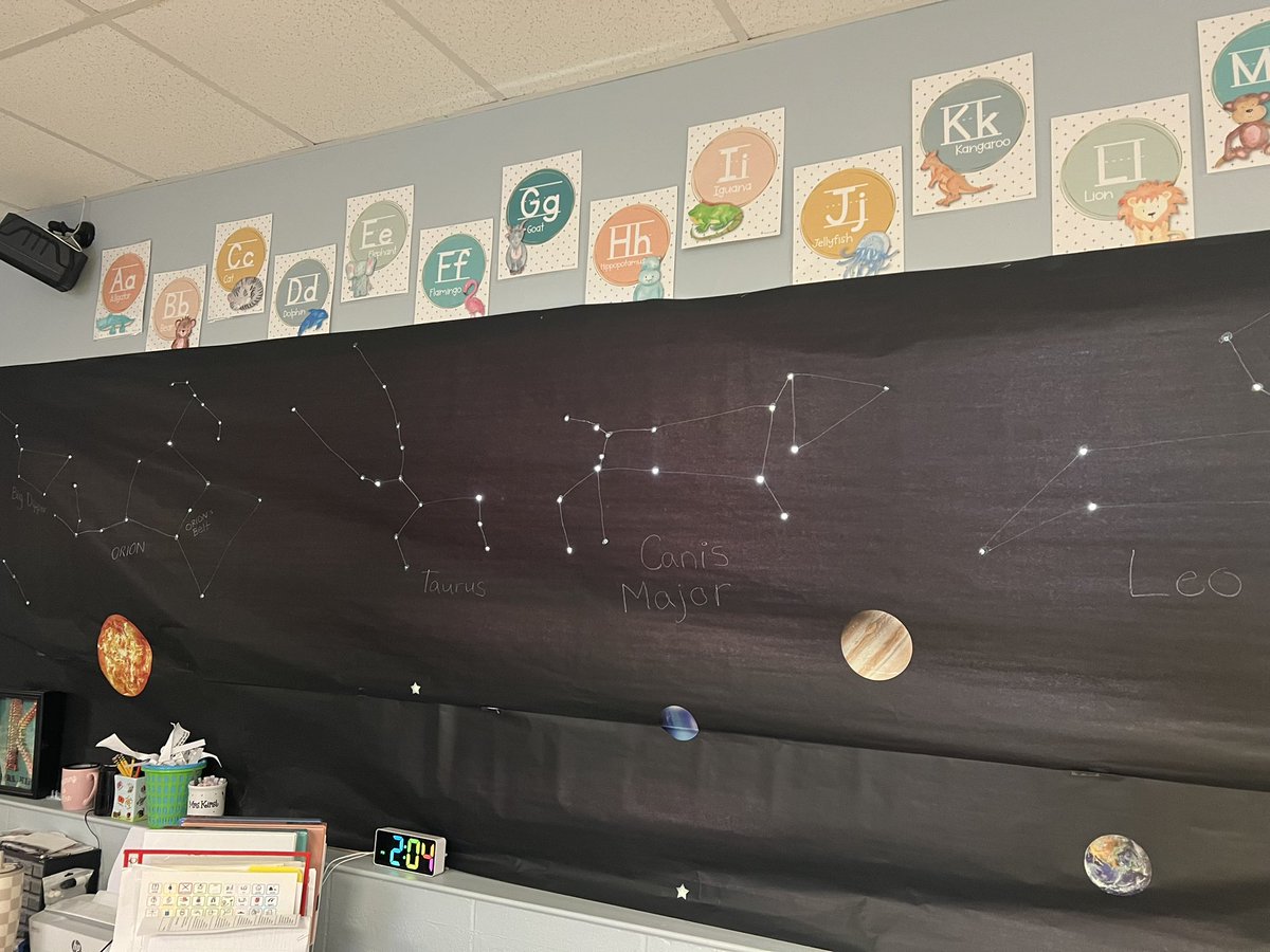 Check out this cool constellation display.  My pre-K neighbor, Mrs. Kirst inspired me to do the same. ✨🔭🛰️