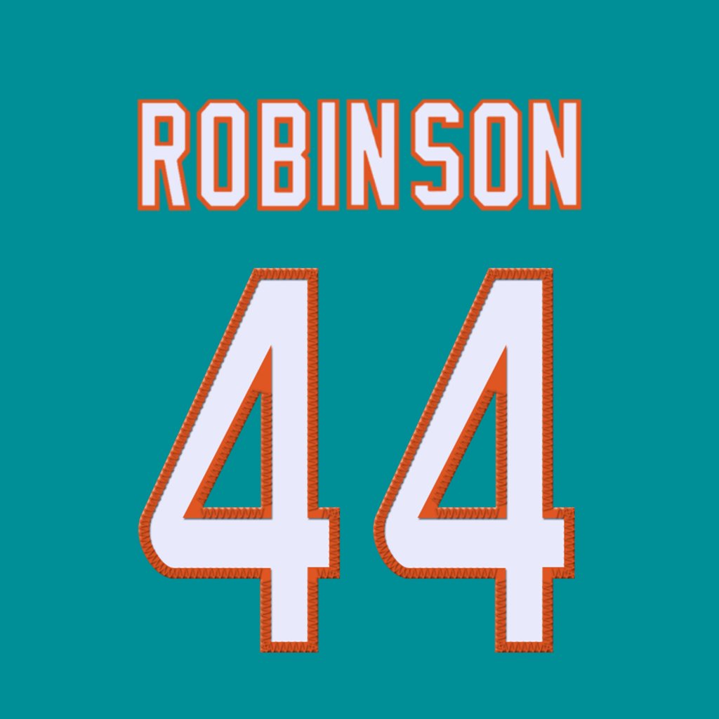 Miami Dolphins EDGE Chop Robinson (@chopyoungbull) is wearing number 44. Last assigned to Blake Ferguson. #GoFins