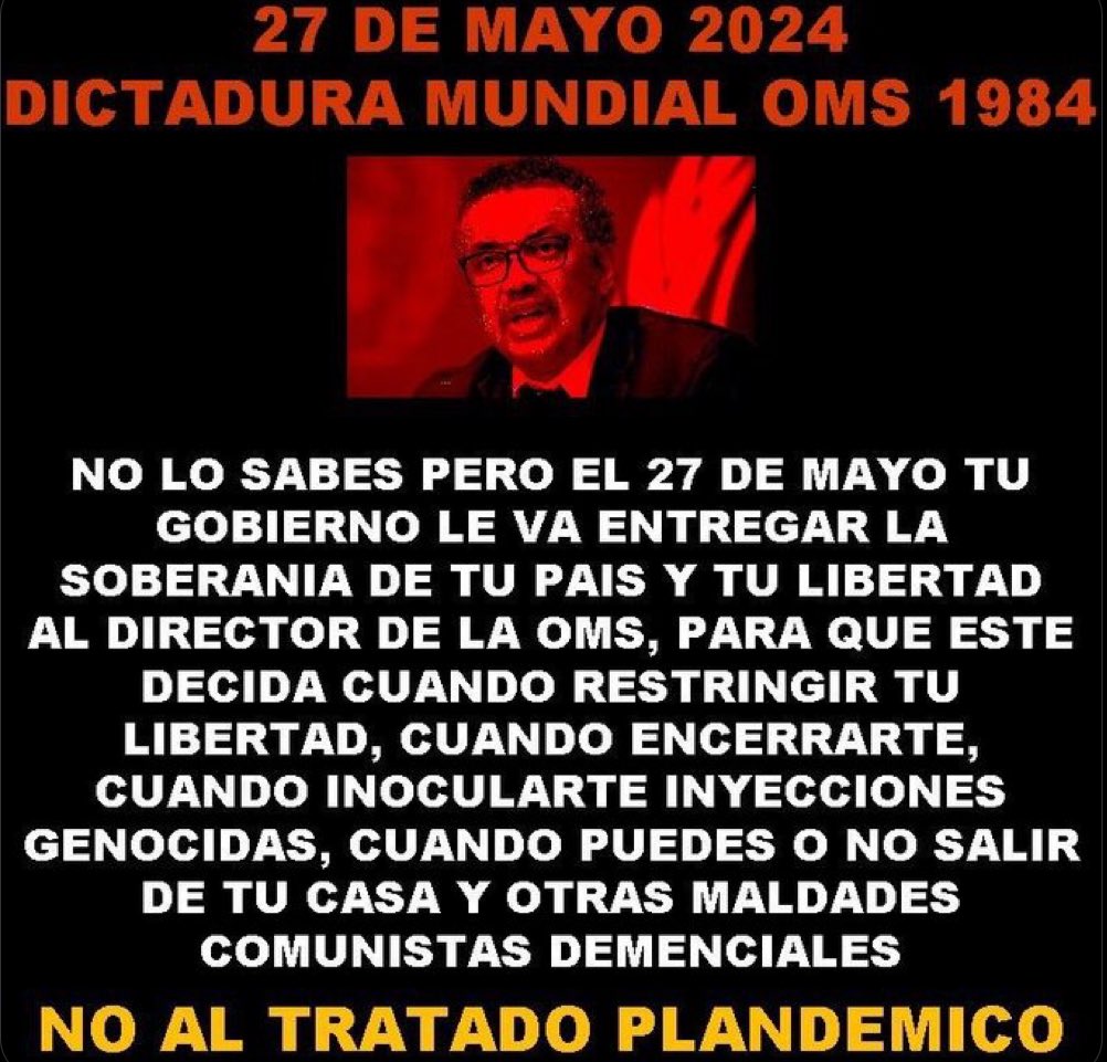 Di no. Al tratado mundial de esta organización terrorista q an matado a miles de personas. Obligado a todos el mundo a poner un veneno en nuestro cuerpo. Estas personas son los culpables de toda la desgracia mundial. An cometido crímenes de lesa humanidad. #Noagenda2030