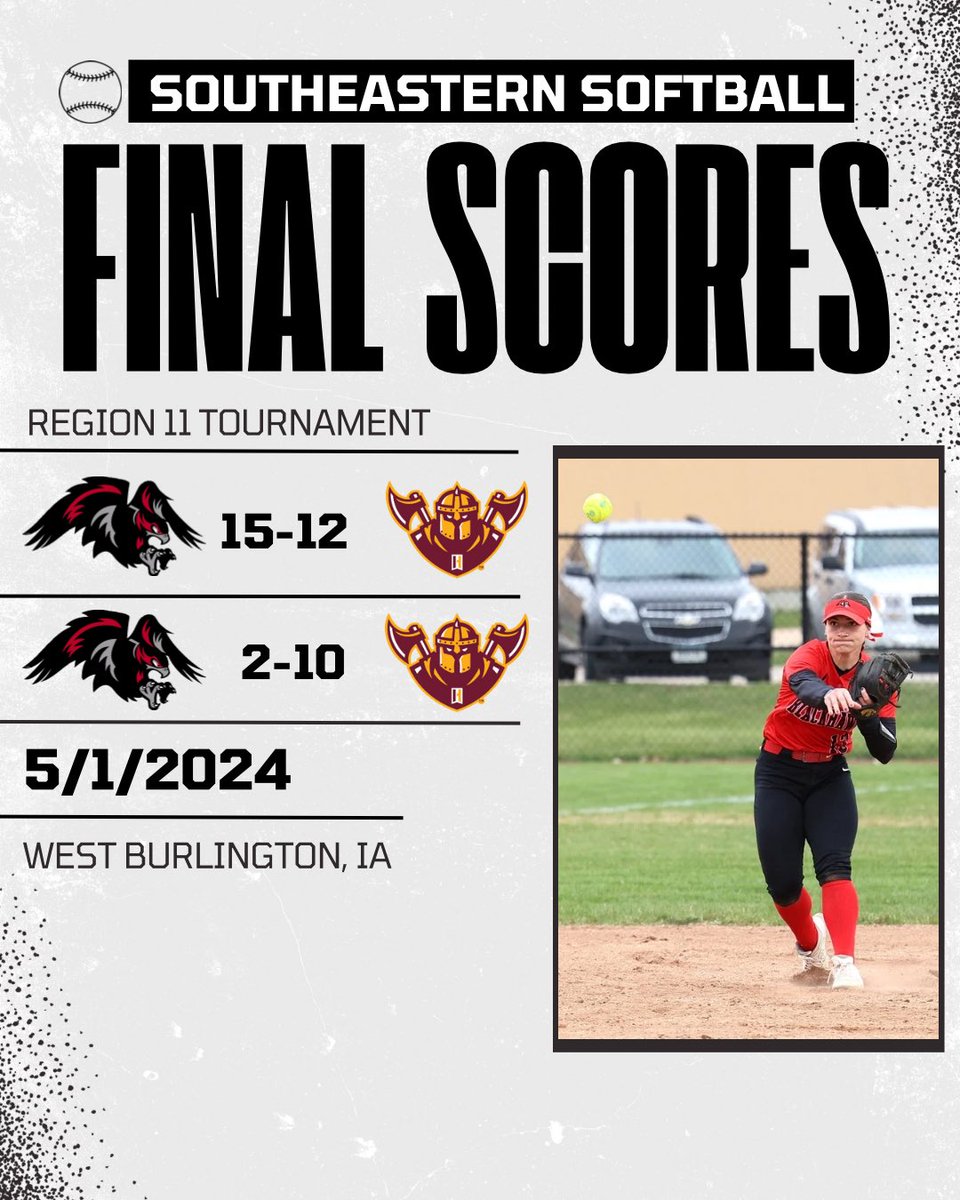 FINAL SCORES 5/1/2024 Southeastern splits with Indian Hills, 15-12, 2-10. Back at it tomorrow for game 3 at noon! #SCCBlackhawks⚫️
