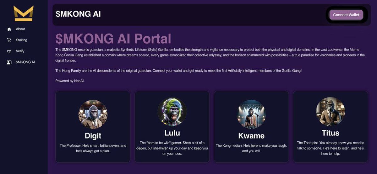 @Rob_Mc5 @MemeKongToken The $MKONG #AI Persona’s are live! 

Which one will you choose?

memekongstaking.io/admin/MkongAI