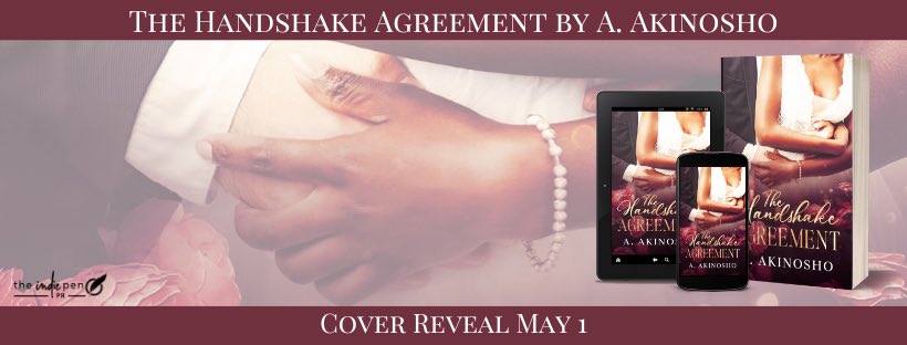 We are excited to share the #CoverReveal for The Handshake Agreement, by A. Akinosho! Keep reading for more details about this sexy, age gap #fakemarriageromance - Add it to Goodreads → bit.ly/3Uijdzk  #blackgirlsread