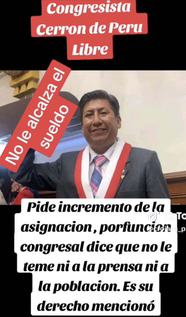 No más pobres en un país rico decían… ¡Acá la prueba fáctica!… por sátrapas como este el Congreso se hunde más y más…¡¡¡Limpien desde dentro el cochambre…hiedeee!!!
#PanchoCalisto
#despiertaperudespierta