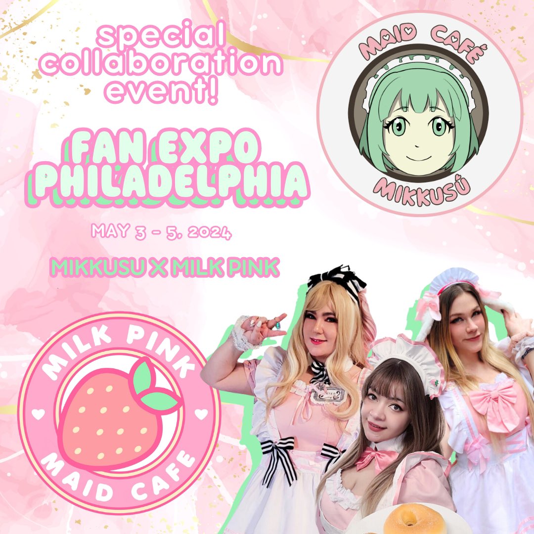 Don’t miss out on all the #kawaii fun this weekend at <a href="/FANEXPOPhilly/">FAN EXPO Philadelphia</a> with our special collaboration with <a href="/MilkPinkCafe/">MilkPinkMaidCafe</a>! 🌸✨ Secure your #maidcafe tickets now through the link below and join us for a magical experience you won’t forget! 💕 

store.epic.leapevent.tech/fan-expo-phila…