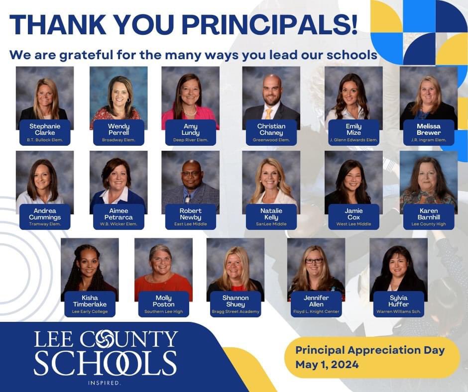 Today, we celebrated the incredible leaders in @leecoschoolsnc who inspire, guide, and shape the future. Honored to work alongside each of these principals. Thanks for all you do! #PrincipalAppreciationDay