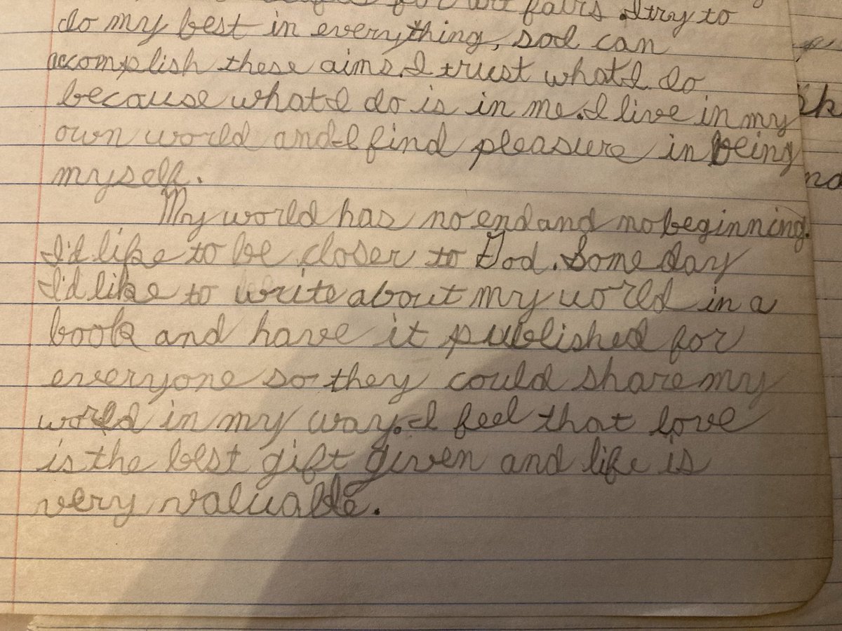 A random page of my childhood writing. I'm a little shocked to find this stated so strongly at age nine or ten.