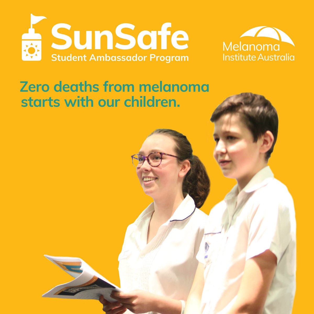 High schools are invited to register now for MIA's free #SunSafe #StudentAmbassadorProgram which trains students on sun safety & presentation skills. Students return to school to share messaging with peers. Parents, please encourage schools to join program melanoma.org.au/get-involved/s…