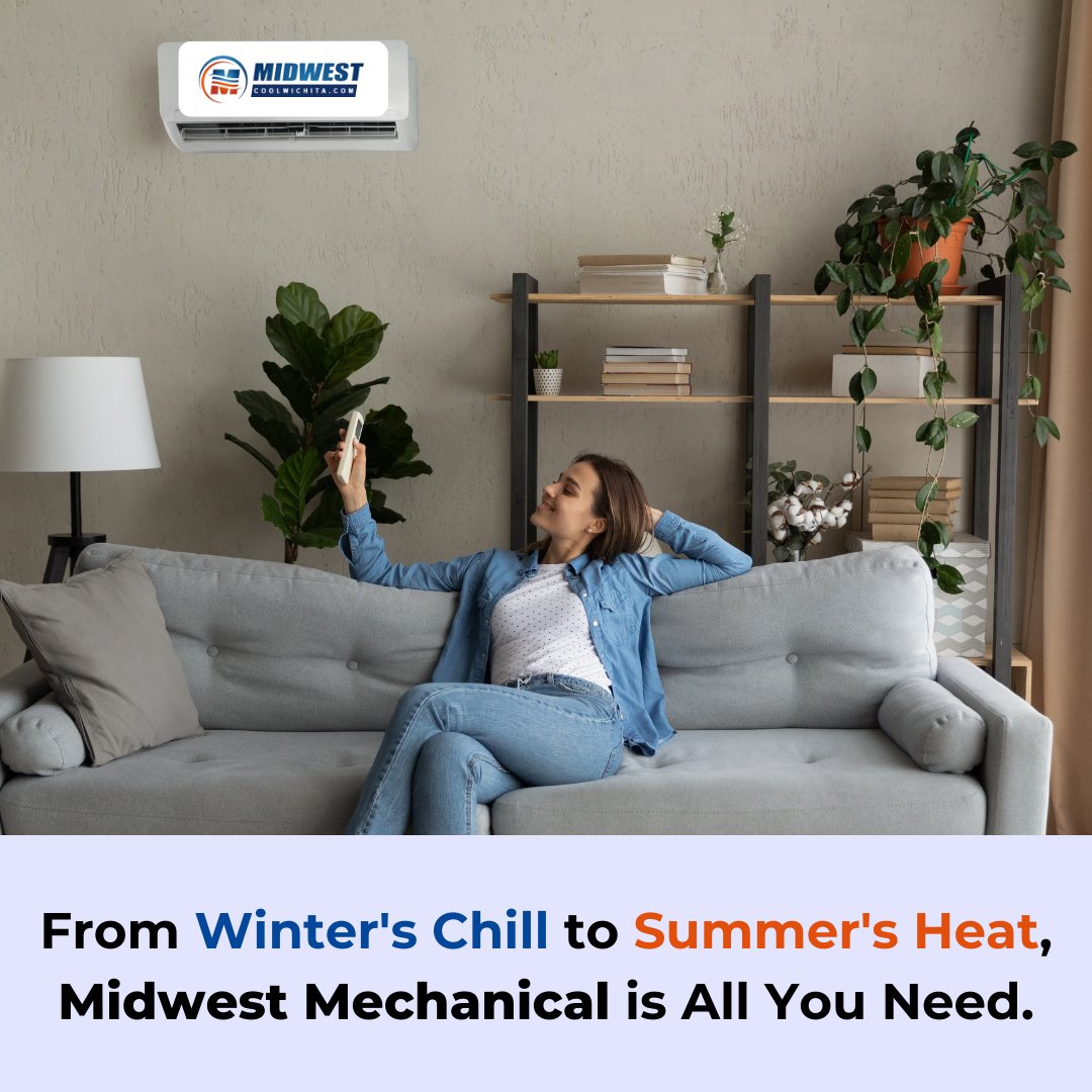 Count on Midwest Mechanical to keep you comfortable all year round, no matter the weather outside. From winter's chill to summer's heat, we've got you covered! To know our services, visit: bit.ly/47hJvoN #MidwestMechanical #HVACExperts #YearRoundComfort