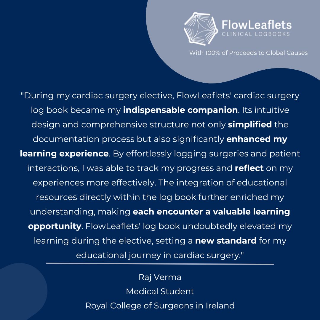 User Spotlight: Raj Verma, <a href="/RCSI_Irl/">RCSI</a>, reflects on their experience with <a href="/FlowLeaflets/">FlowLeaflets</a> as an aspiring surgeon!

Get yours today: flowleaflets.org/log-books