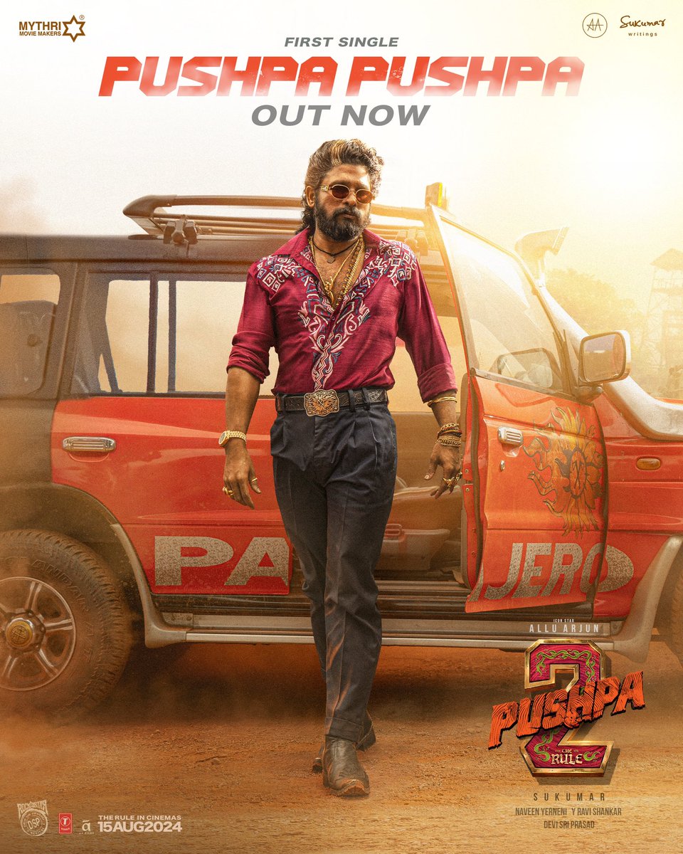 ALLU ARJUN: ‘PUSHPA 2’ FIRST SONG IS HERE… #AlluArjun, director #Sukumar and producers #MythriMovieMakers unleash the first song from the hugely-awaited #Pushpa2 [#Pushpa2TheRule].

Also features #FahadhFaasil and #RashmikaMandanna… [Thu] 15 Aug 2024 release [#IndependenceDay]