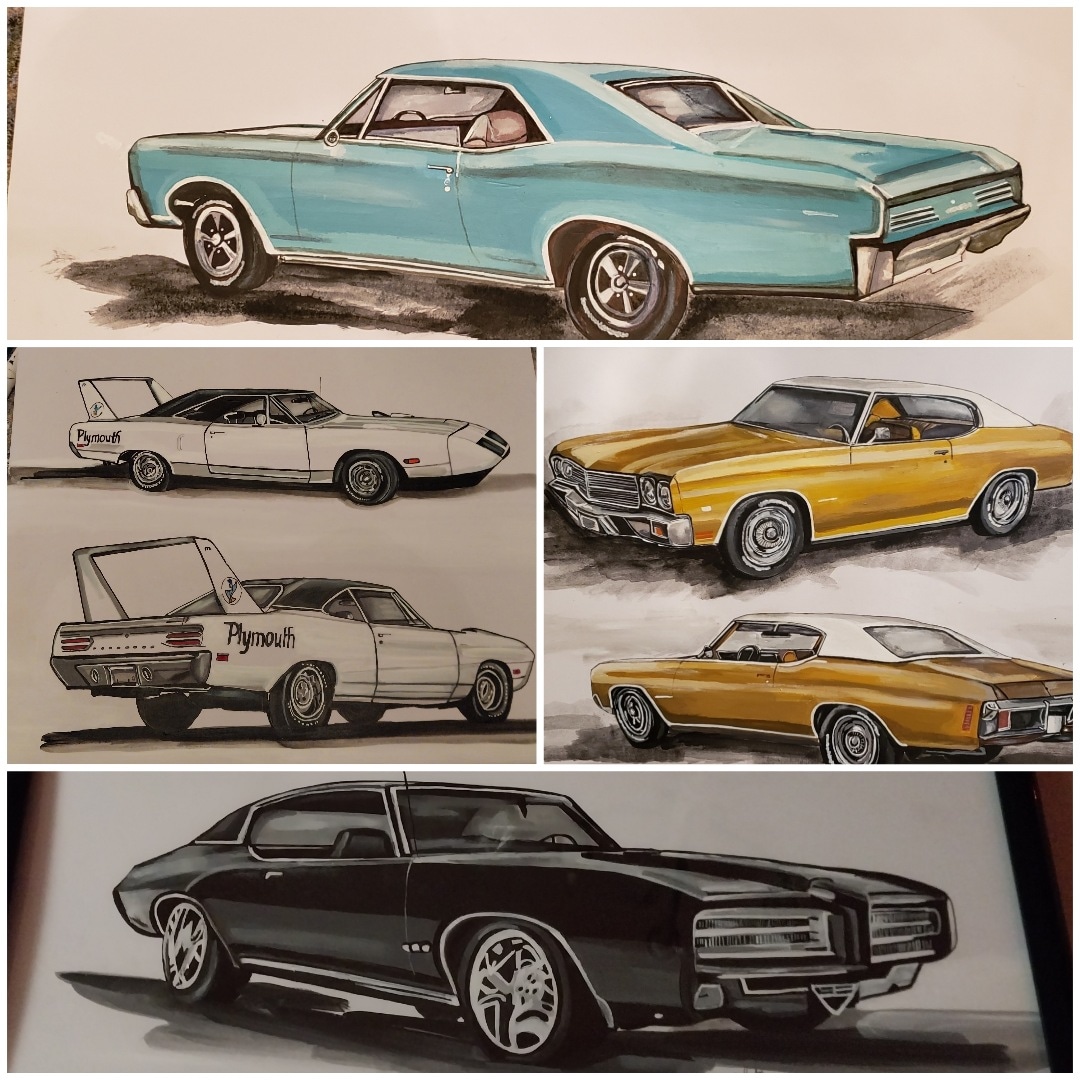 Hope your Hump Day was successful 🤣here are some of my car paintings I have done for people on Twitter of their cars. I paint 🎨 all makes and models motorcycles too 😎