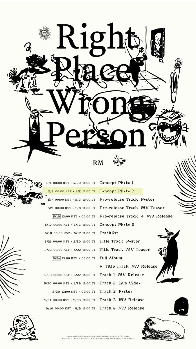 #RightPlaceWrongPerson Concept Photo 2 📅 5/3 00 :00 KST ⏰️ 14 hours left 약 14시간 뒤, 자정에 #RPWP_RM 2번째 컨포가 공개됩니다! 💜