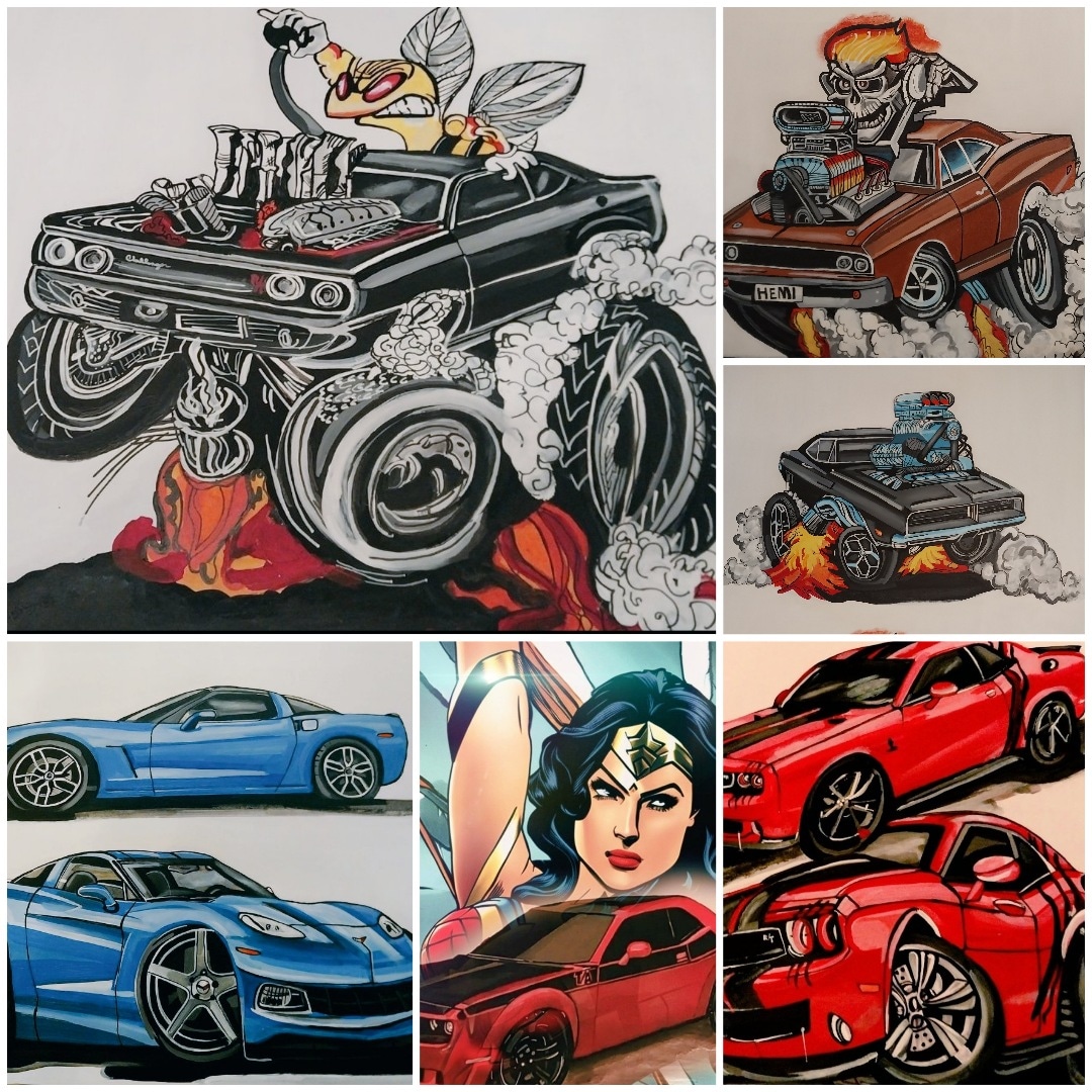 Happy evening yall! I paint cartoon style cars too..here are some I have painted 🎨 for people on Twitter and Facebook. 😎😎😎😎😎😮