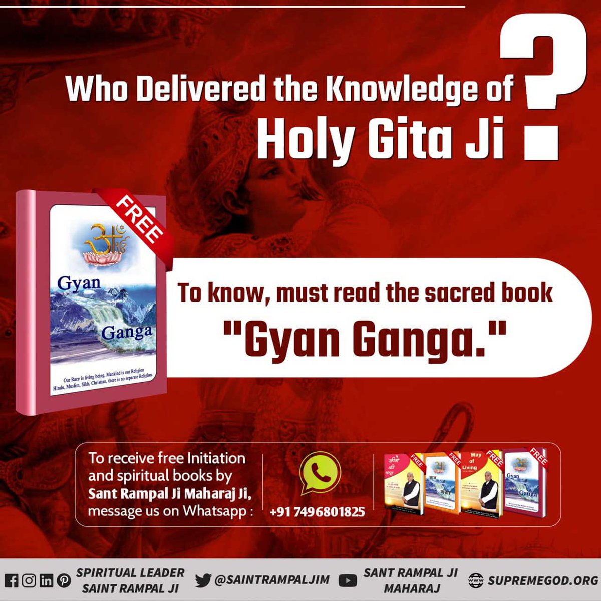 Who Delivered the Knowledge
of Holy Gita Ji
#bookstagram #bookaddict
#GyanGanga #viral #hindiquotes
#Satlok
#SatlokAshram
💁🏻📖Must read spiritual book 'Gyan - Ganga'.
 for a free book
 Send full name, address.
 +91 7496801825