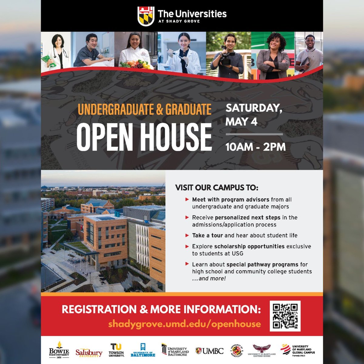This Saturday, @UatShadyGrove is hosting an undergraduate and graduate open house—learn more about their programs:  shadygrove.umd.edu/openhouse