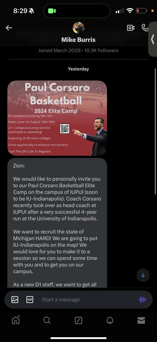 MiMadeZi's tweet photo. @IUPUIMensBball @CoachMBurris Thanks for the invitation #AGTG https://t.co/KC0DkiBJIa