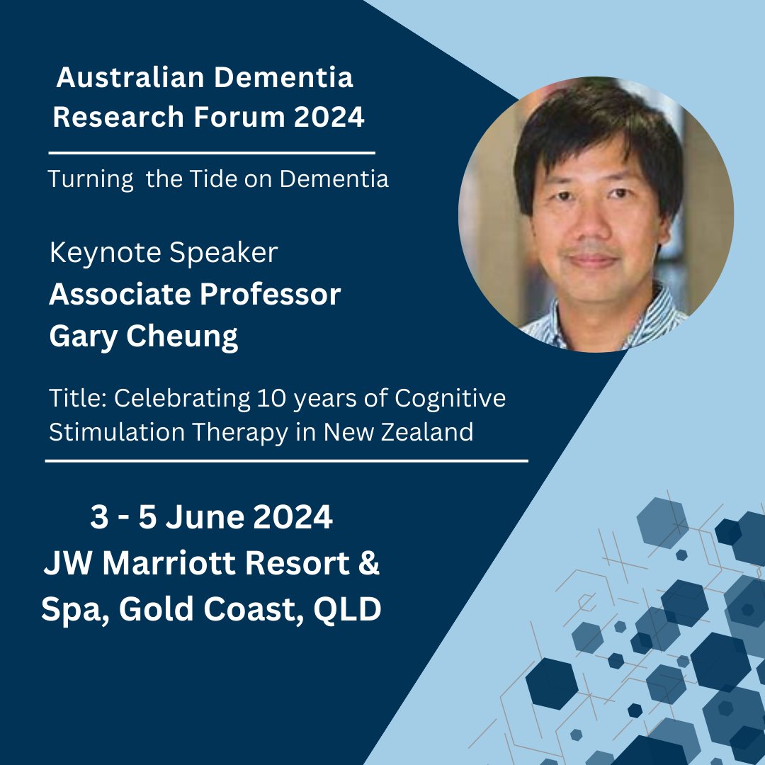 A/Prof Gary Cheung is an old age psychiatrist who co-leads the dissemination and research of Cognitive Stimulation Therapy, for people with dementia in New Zealand, including adapting it for Māori and Pacific peoples. Join him for his keynote @ADRF2024 ➡️ …aliandementiaresearchforum2024.org.au/speakers2024