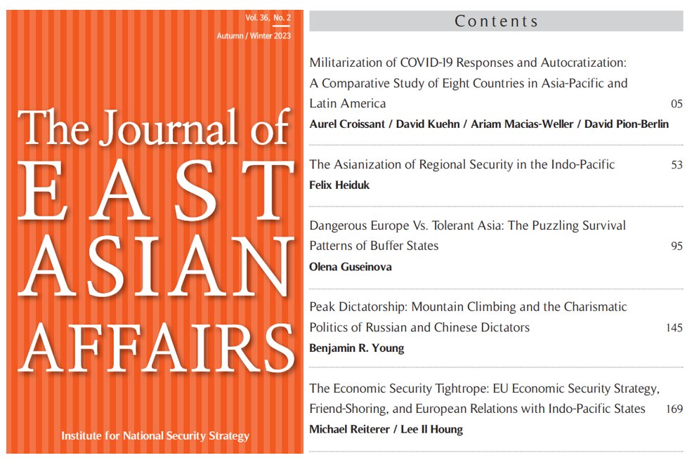 *Please share widely* New issue available of free-to-access Journal of East Asian Affairs @JOEAA_INSS, the English-language journal of South Korea’s Institute for National Security Strategy (INSS). (I am executive editor, with INSS Director Han Sukhee as publisher and Mason…