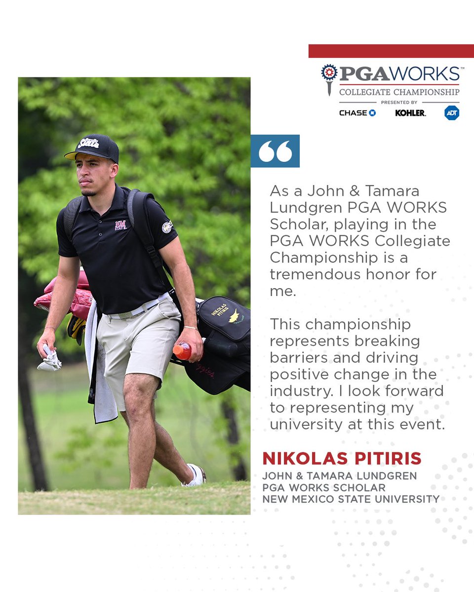 It’s more than just a competition.❤️ For John & Tamara Lundgren #PGAWORKS Scholar Nik Pitiris, competing in the PGA WORKS Collegiate Championship represents an opportunity to change the mold and break stereotypes in golf.💪🏼