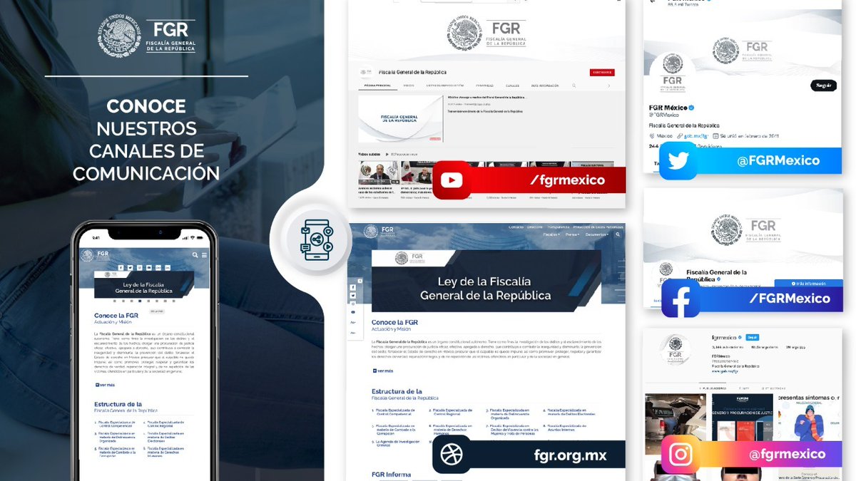 Conoce la página oficial y redes sociales de la Fiscalía General de la República. Consulta información de interés de la #FGR.