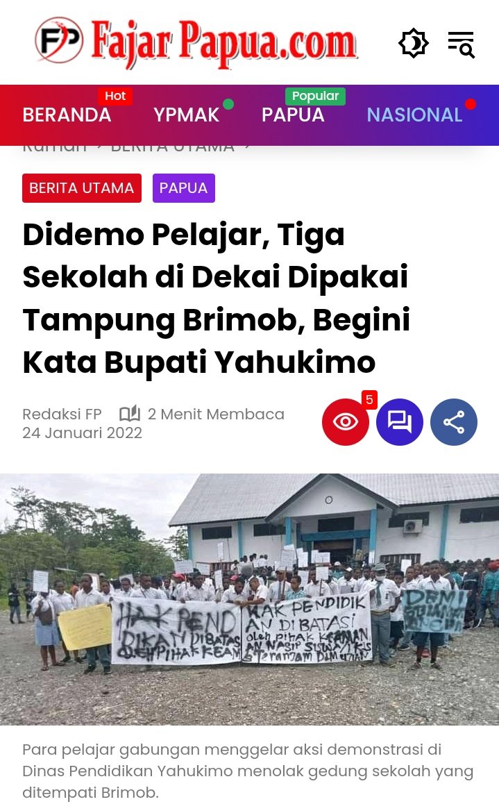 Anak sekolah demo lantaran sekolah-sekolah mereka dijadikan pos TNI/Polri.