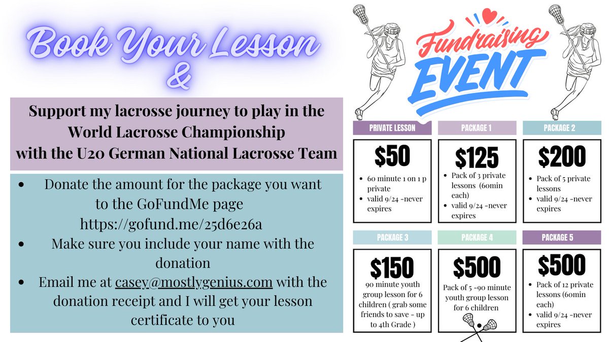 #Austin #Lacrosse Community! To raise funds for my team to compete at the World Championship in August, I am offering private lessons and group sessions. Check out the flyer for all the information on how to support & get a great deal on privates! Thank you!!!