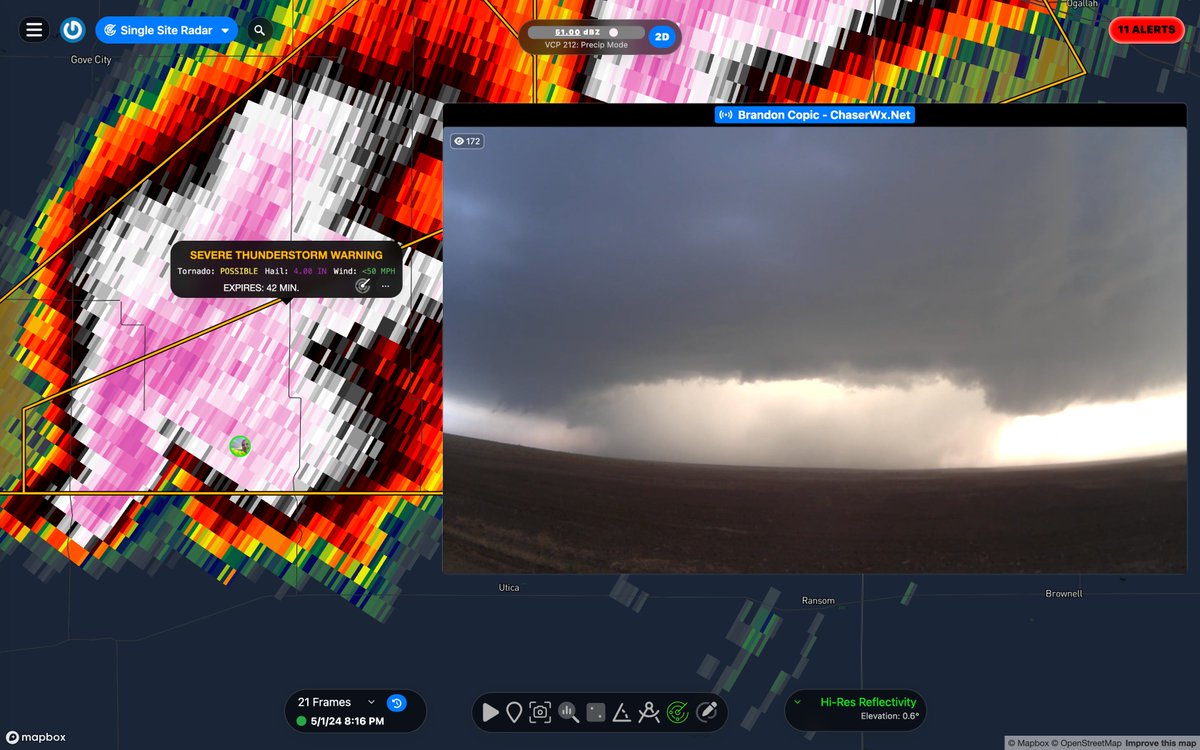 Severe Thunderstorm Warning including Gove County, KS until 9:00 PM CDT. #KSwx ⚠️This destructive storm will contain softball sized (4') hail! 📸 @BrandonCopicWx | @cyclonePORT