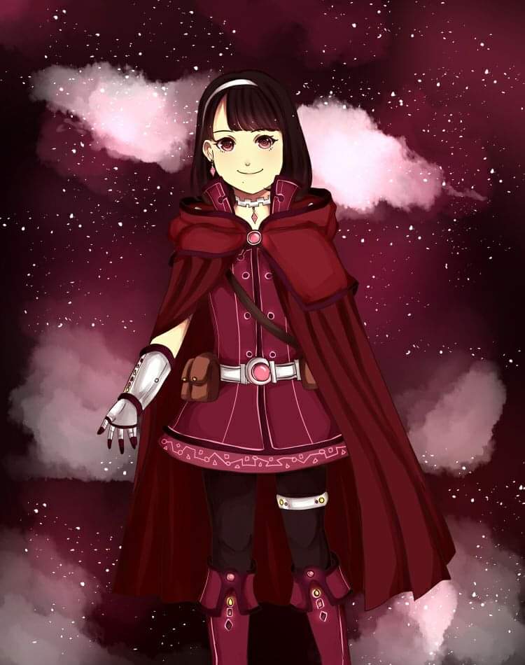 Ini namanya Ruby Hood (wkwkw iyaa kayak Robin Hood) 
Ruby aslinya OC buat pas pelajaran PTI pas aku masih TPB, ceritanya dia senang berpetualang sama cari barang-barang antik  

Ruby ini suka nge craft senjata dari benda benda yang dia temui...