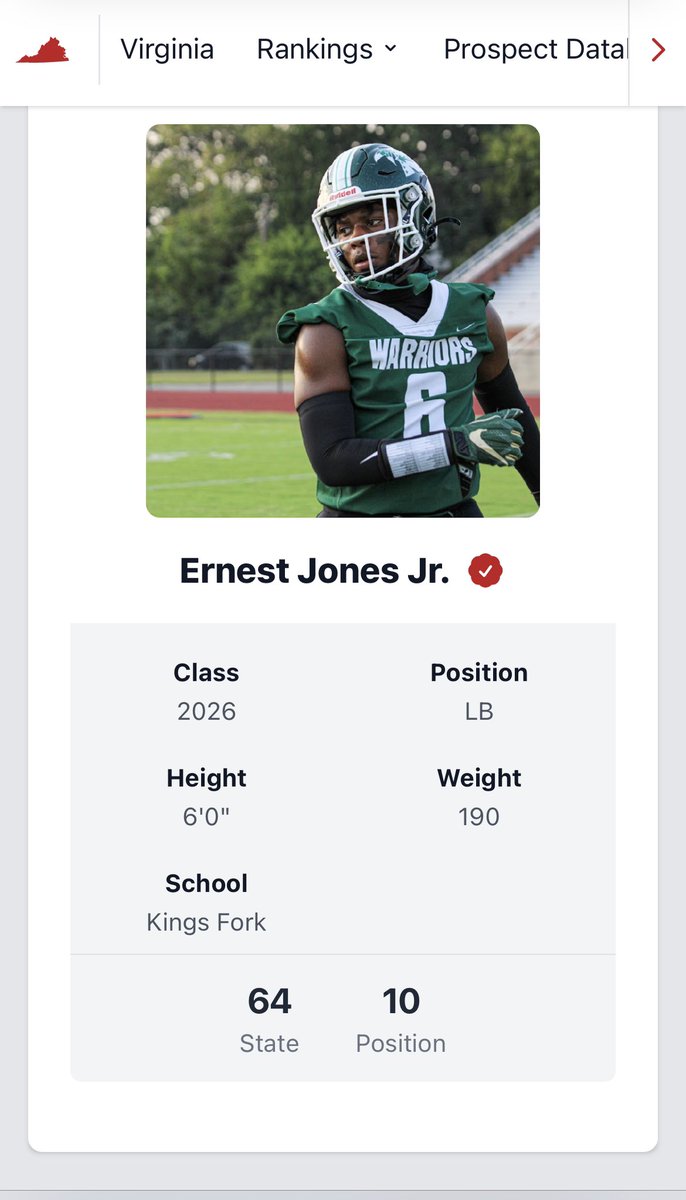 Blessed to be ranked 64th in the state in my class and 10th in my position!!!#juniorsznloading @CoachSteveDBU @CoachJOFFRION