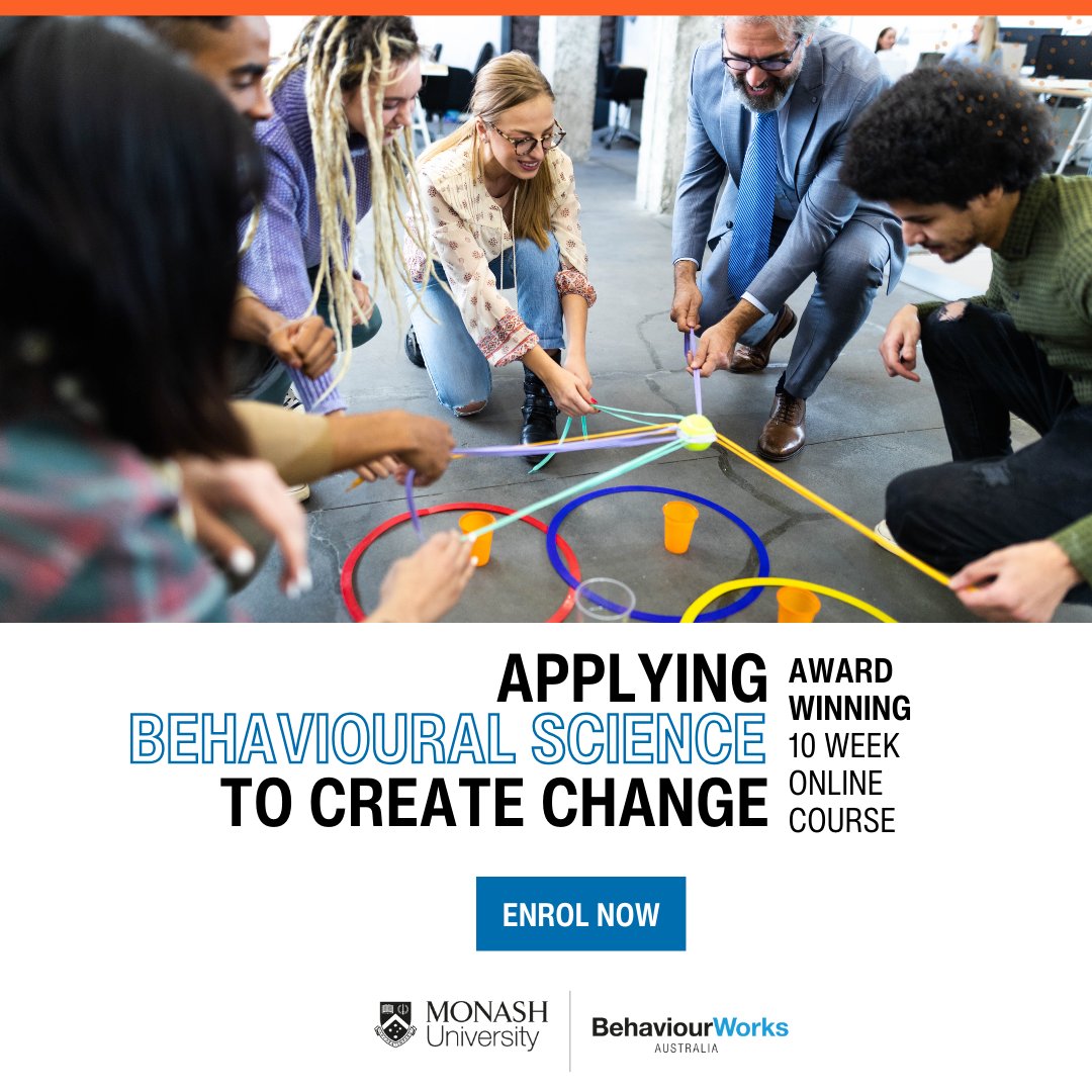 Tackle some of the world’s most pressing problems by, first, understanding how people make decisions. Enrol today: behaviourworksaustralia.org/courses/applyi… Early Bird prices end 13 July. Registrations close 2 August.