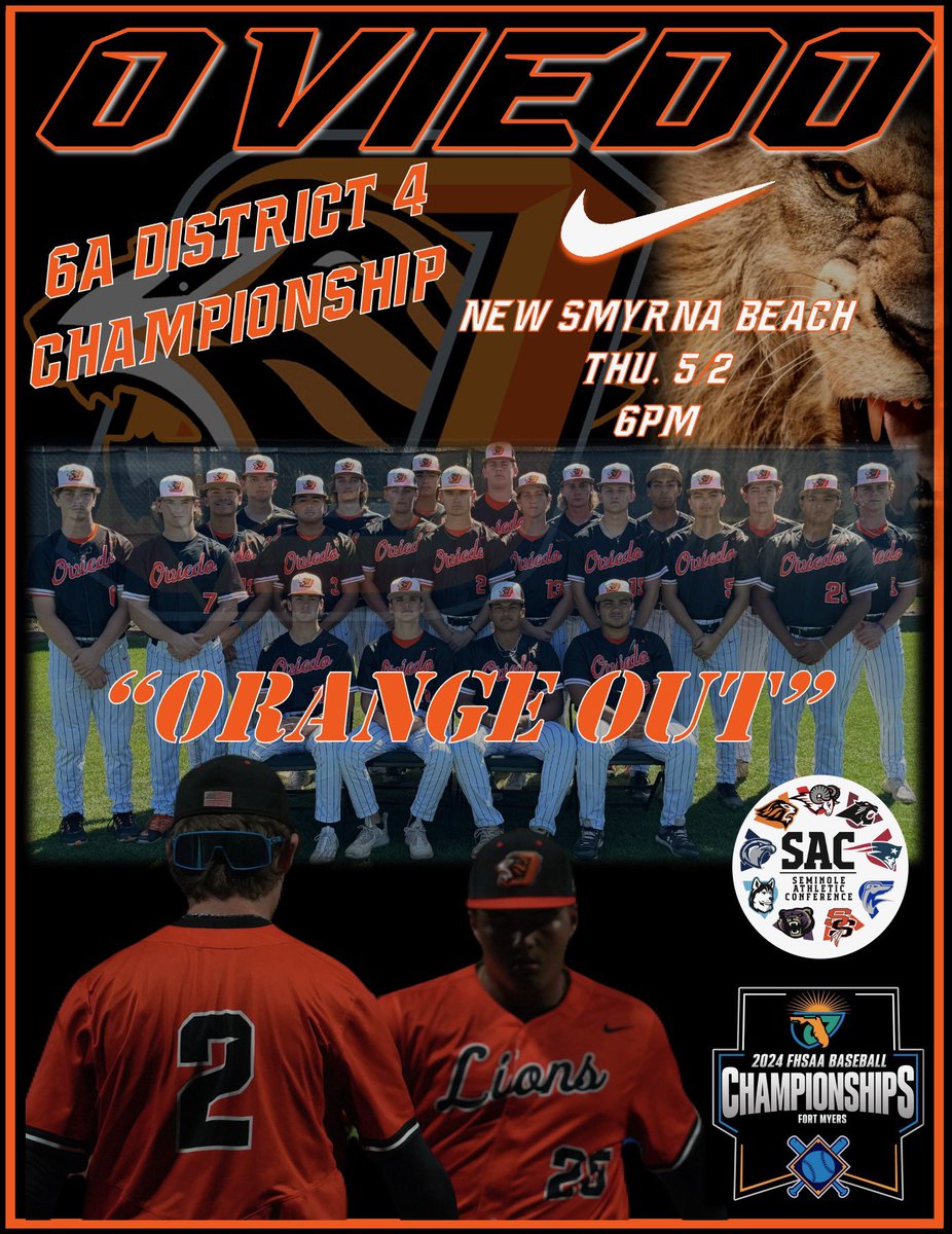 6A District 4 Championship Let’s Go Lions! Wear Orange to support our Lions! #OrangeOut #GoLions