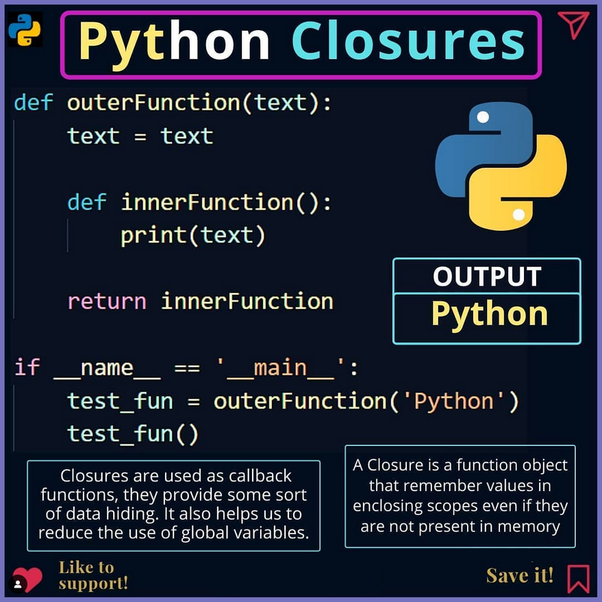 Python closures morioh.com/a/974c32870fc1…

#python #programming #developer #morioh #programmer #coding #coder #softwaredeveloper #computerscience #webdev #webdeveloper #webdevelopment #pythonprogramming #pythonquiz #ai #ml #machinelearning #datascience