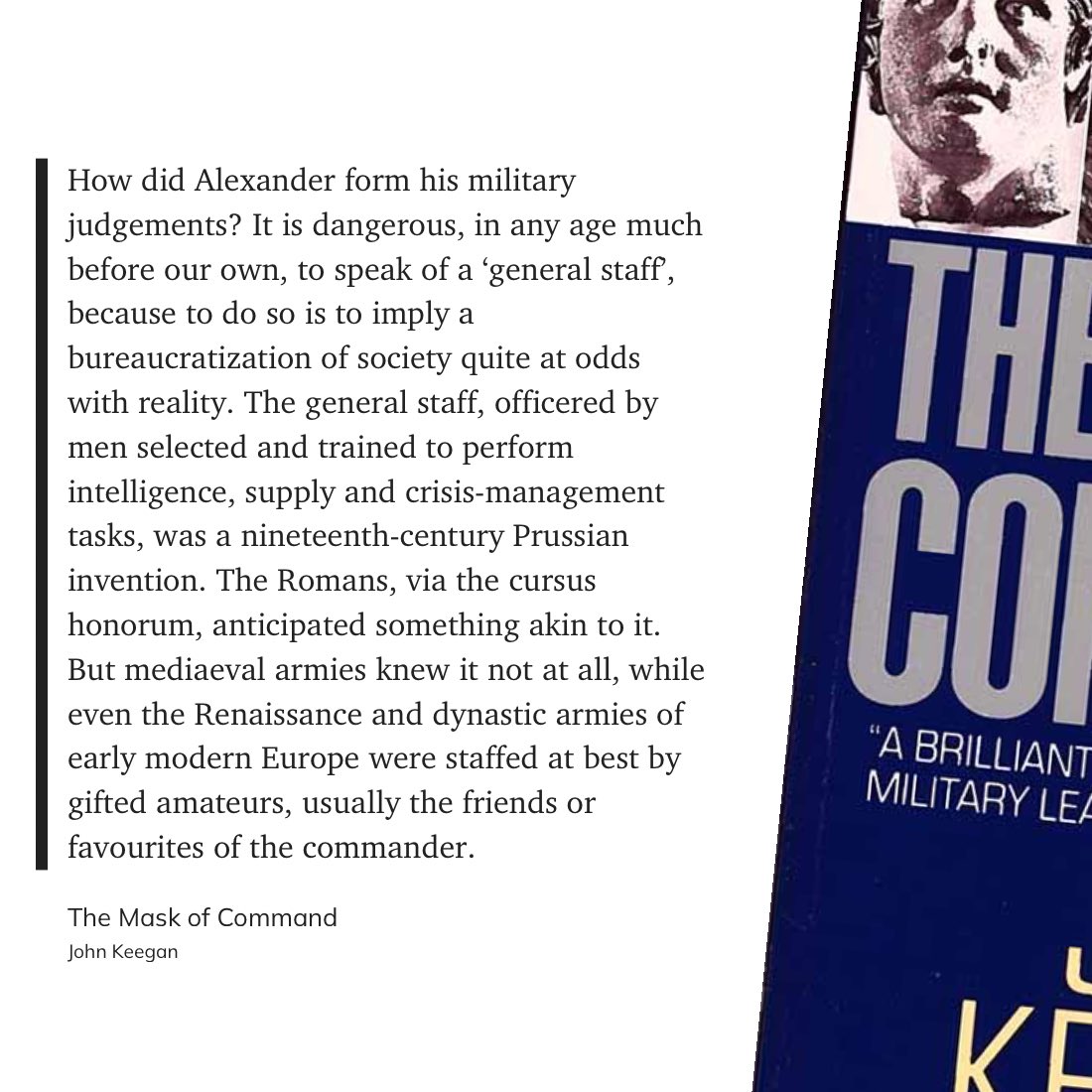 Alexander formed his military judgements through his own expertise and instincts, as there was no general staff in his time. 

The idea of a bureaucratic military structure was a nineteenth-century Prussian invention. 👇🛡️ #militarystrategy #history #AlexandertheGreat