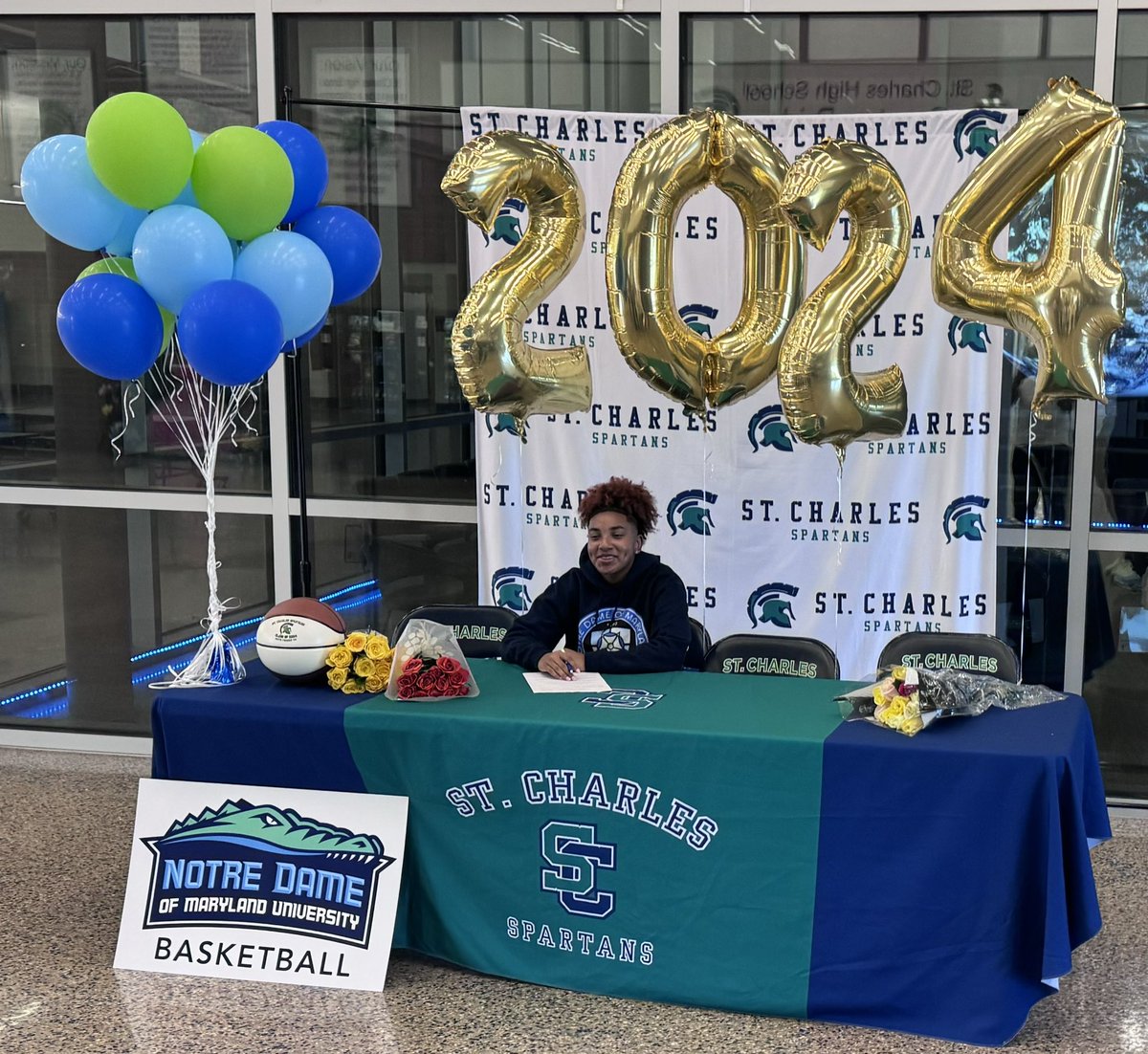 Congrats to Jadyn Forbes @forbeslistjadyn and her family on signing to Notre Dame of Maryland University @NDMUWBB Best of luck! We know you will do amazing things there!Keep making us proud! #FutureGator #Spartan4Ever 🏀💚💙