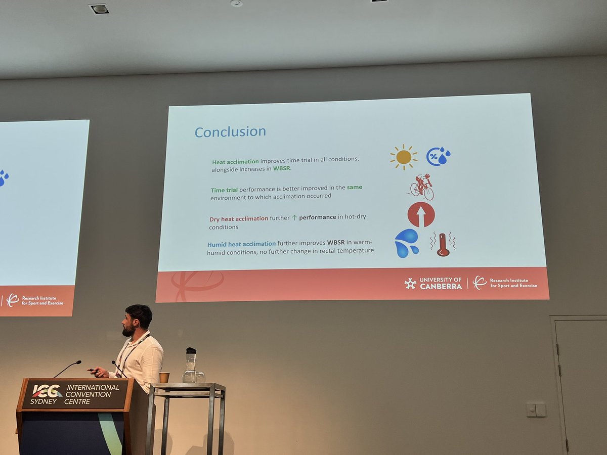 Great presentation by @Petermc8 during the @ESSA_NEWS Research to Practice Sport Science Award session on The effect of dry and humid heat acclimation on performance in each environment @EnvPhysiolLab @UC_RISE