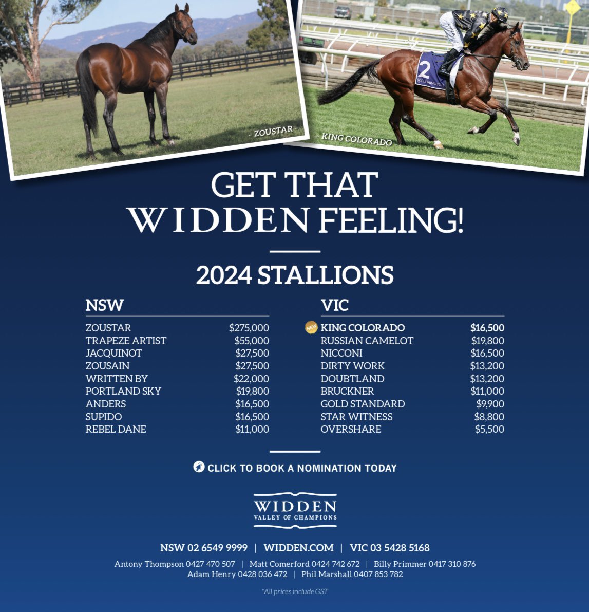 Get That Widden Feeling❗️with our 2️⃣0️⃣2️⃣4️⃣ Stallion Roster across NSW & VIC.