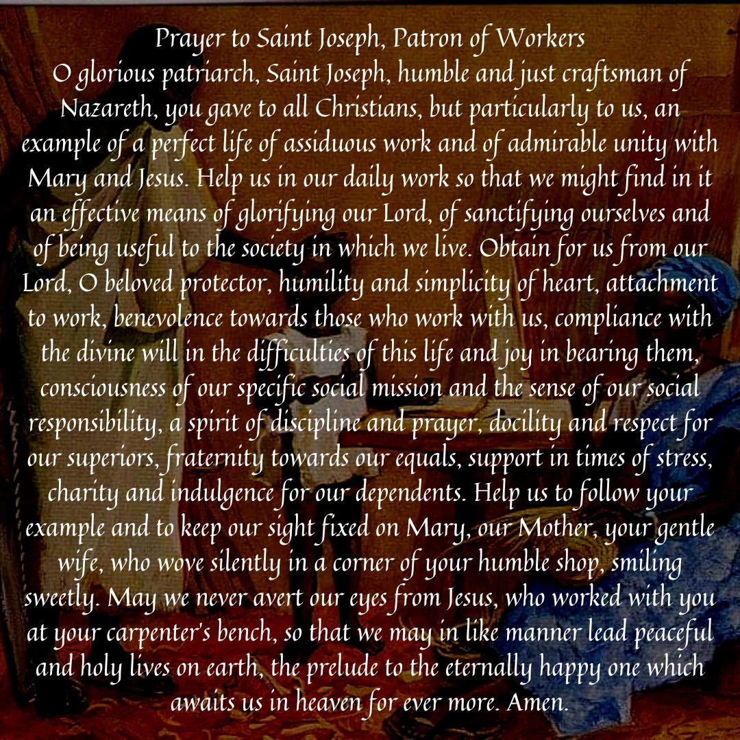 Memorial of St. Joseph the Worker
May 1, 2024

Saint Joseph, pray for us!

#SaintJosephTheWorker #SaintJoseph