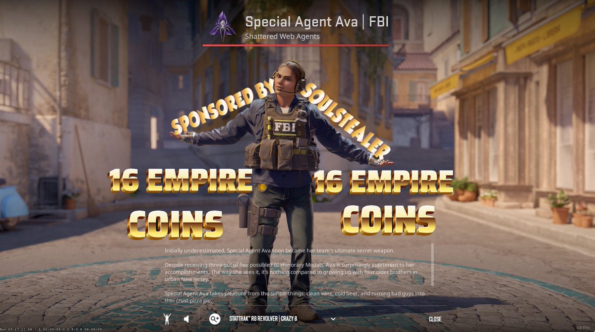 🙊Sponsored by @soulstealer_hs 🙊
 
👉Special Agent AVA FBI/16 empire coins🪙

✅Follow @soulstealer_hs /Retweet
☑️Subscribe/Like (Show proof-Full page)
youtu.be/izvkkMNYTPo

⏰Rolling in 3 days
#CSGO #csgogiveaways  #csgoskins