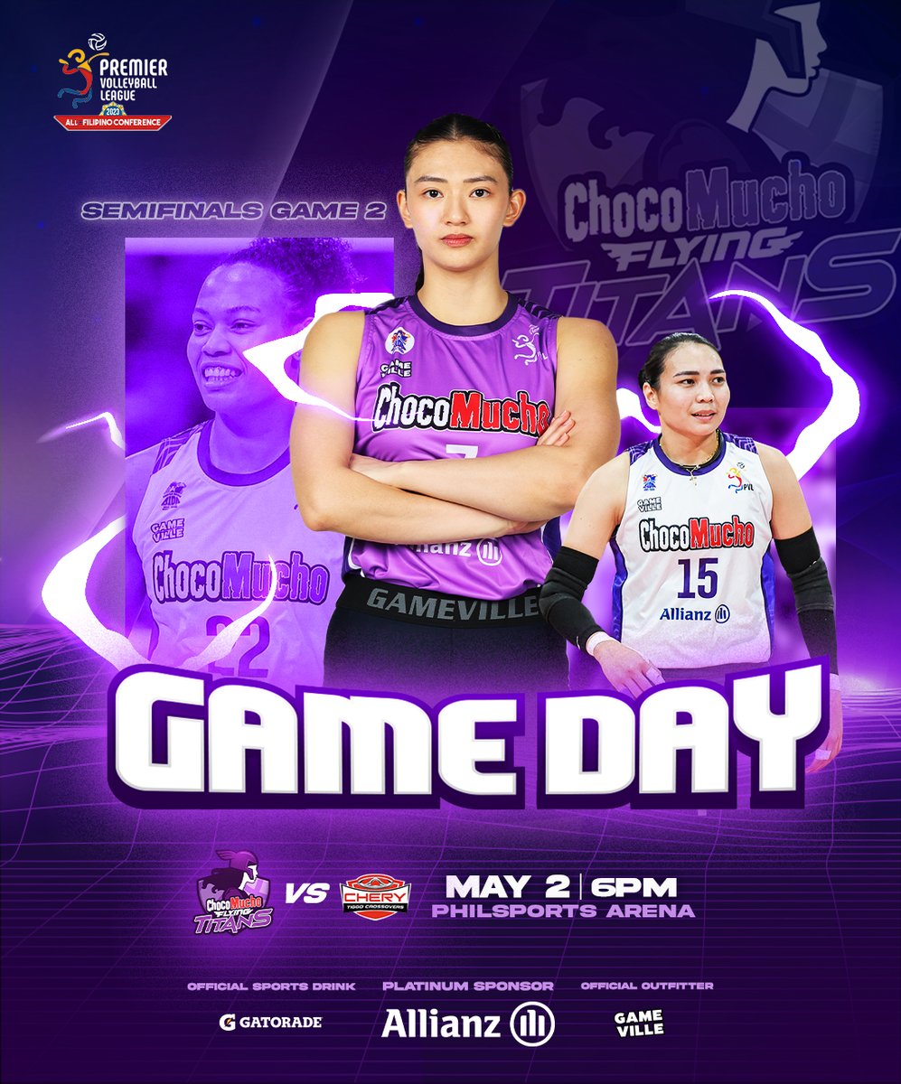 Get ready for another sweet ride as the Choco Mucho Flying Titans go head-to-head against the Chery Tiggo Crossovers tonight at 6 PM for Game 2 of the Semifinals!

#ChocoMucho #CMFT #TitanPride #PVL2024
