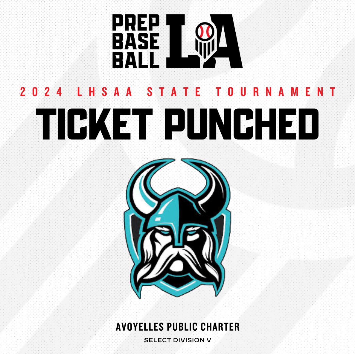 🎟️ 𝐓𝐢𝐜𝐤𝐞𝐭 𝐏𝐮𝐧𝐜𝐡𝐞𝐝 We’ll see the Select Division V #1 seed Avoyelles Public Charter in Sulphur, LA next week for the 2024 @LHSAAsports State Tournament! #BeSeen @prepbaseball | @AlexArmandPBR