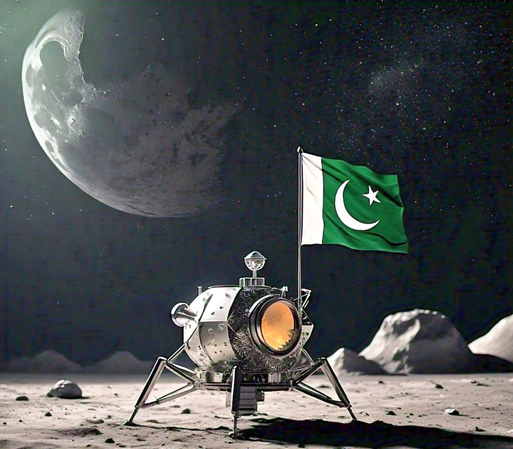 'After hoisting the #Pakistani🇵🇰 flag on the Moon, 

The next destination would be Mars. INSHALLAH 

#Pakistan #PakistanArmy