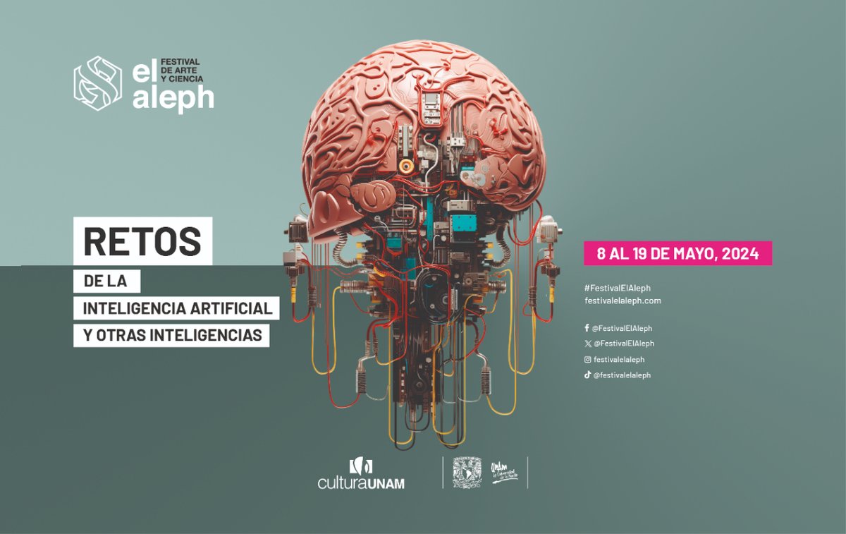 El @Museo_Autonomia formará parte de la 8va edición de '@FestivalElAleph' Festival de arte y ciencia del 8 al 19 de mayo. 🤖🖥️🎨 Descubre los retos de la inteligencia artificial con diversas actividades culturales que te sorprenderán ¡Te esperamos! 🙌✨