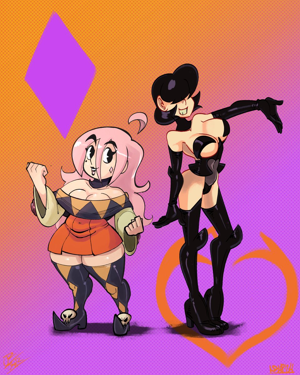 la goldibuena y la flaca haciendo cosplay:> que bonito collab with @BeardyArtist tqm<3 #Skullgirls