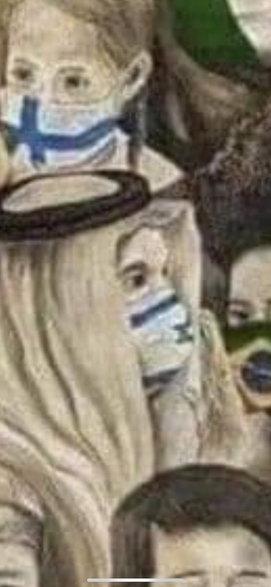 Painting on display at Denver airport since 1994. It shows a gulf Arab with his Zionist flag over his face. FYI behind him is not the Palestinian flag, but the flag of the UAE.