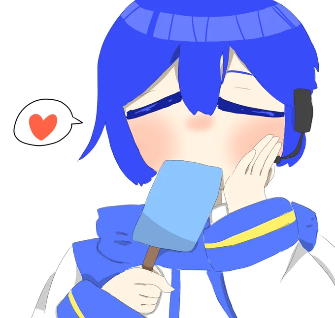 もち米さんの、アイスを食べているKAITOさん!とっても幸せそうな表情、キュートだホー(*'▽`*)【】 #piapro #KAITO